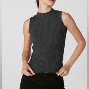 EUC KLD Size Medium Simple Black Ribbed Sleeveless Mock Neck Sweater Top!!
